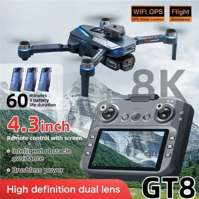 Fpv Brushless Rc Drone 4K - Oryginalny dron GT8 8K Profesjonalny z