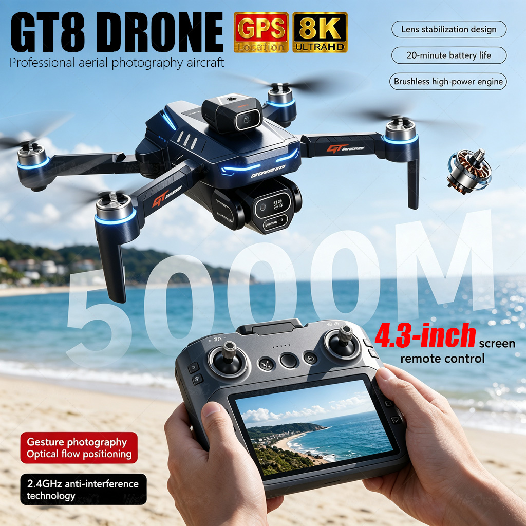 Fpv Brushless Rc Drone 4K - NOWY Dron GT8 HD RC 4K