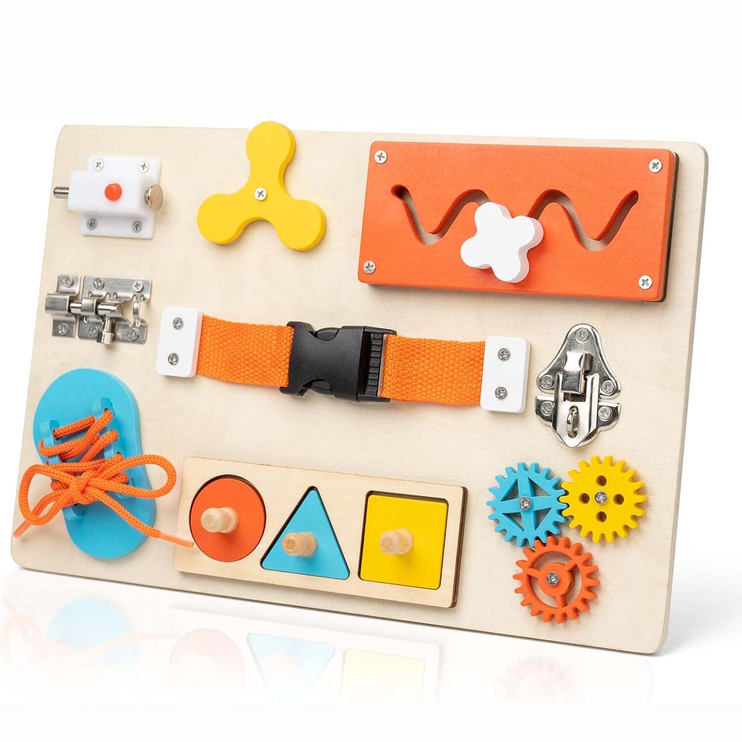 Montessori Wooden Busy Board Toddler - Tablica Manipulacyjna Montessori dla Niemowląt i