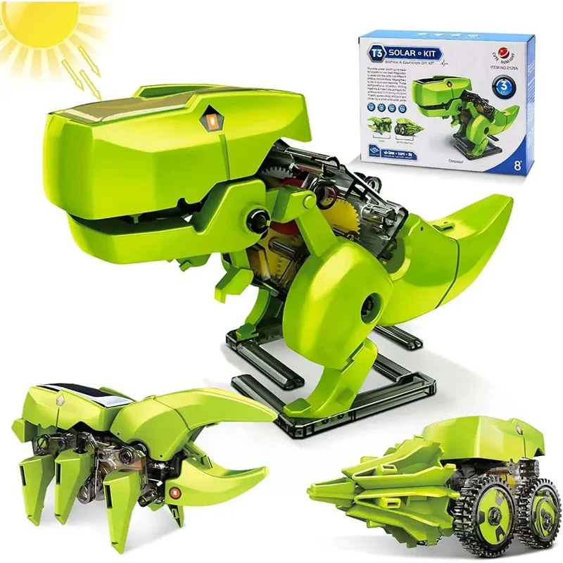 Stem Solar Robot Kit For Kids - Zestaw solarnych robotów 3w1, zabawki dinozaury,